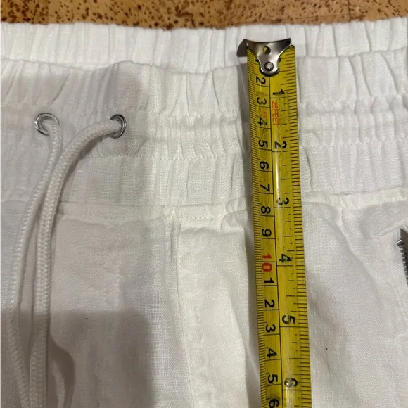 Athleta Cabo Linen Joggers Women's 8 White Chambray Pants 100% Linen Airy Beach - Picture 14 of 16